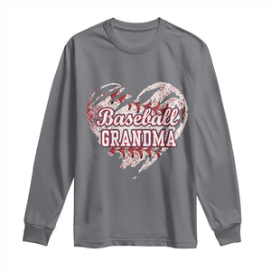 Baseball Grandma Long Sleeve Shirt Vintage Baseball Heart Game Day TS11 Charcoal Print Your Wear