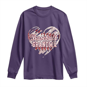 Baseball Grandma Long Sleeve Shirt Vintage Baseball Heart Game Day TS11 Purple Print Your Wear