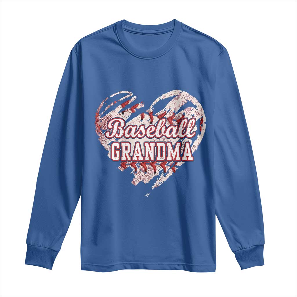 Baseball Grandma Long Sleeve Shirt Vintage Baseball Heart Game Day TS11 Royal Blue Print Your Wear
