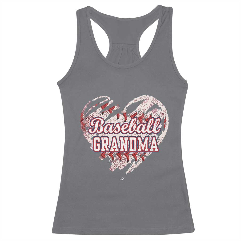 Baseball Grandma Racerback Tank Top Vintage Baseball Heart Game Day TS11 Charcoal Print Your Wear