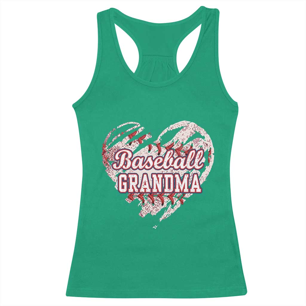 Baseball Grandma Racerback Tank Top Vintage Baseball Heart Game Day TS11 Irish Green Print Your Wear