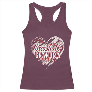 Baseball Grandma Racerback Tank Top Vintage Baseball Heart Game Day TS11 Maroon Print Your Wear