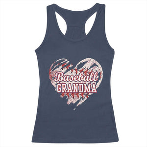 Baseball Grandma Racerback Tank Top Vintage Baseball Heart Game Day TS11 Navy Print Your Wear