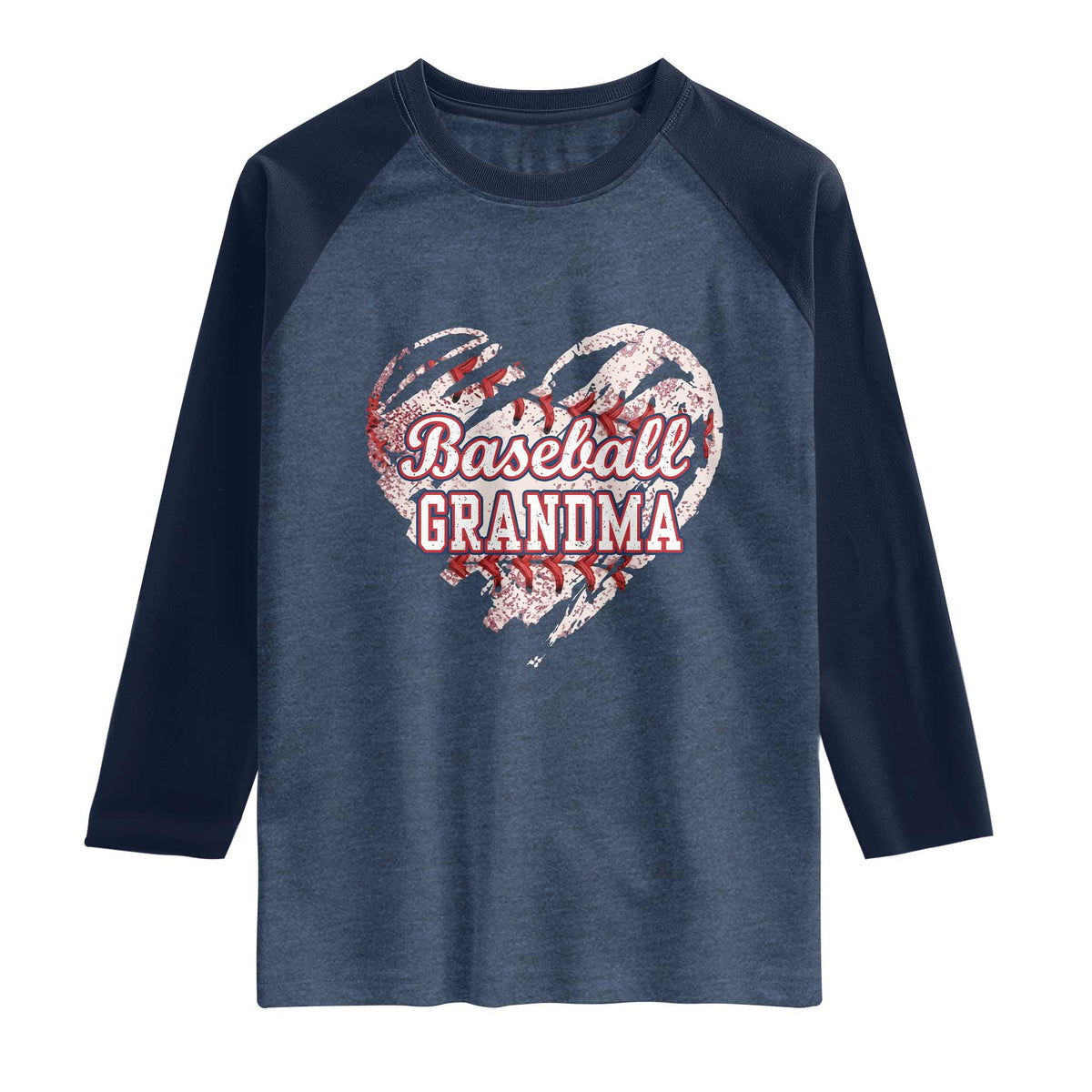 Baseball Grandma Raglan Shirt Vintage Baseball Heart Game Day TS11 Heather Denim Navy Print Your Wear