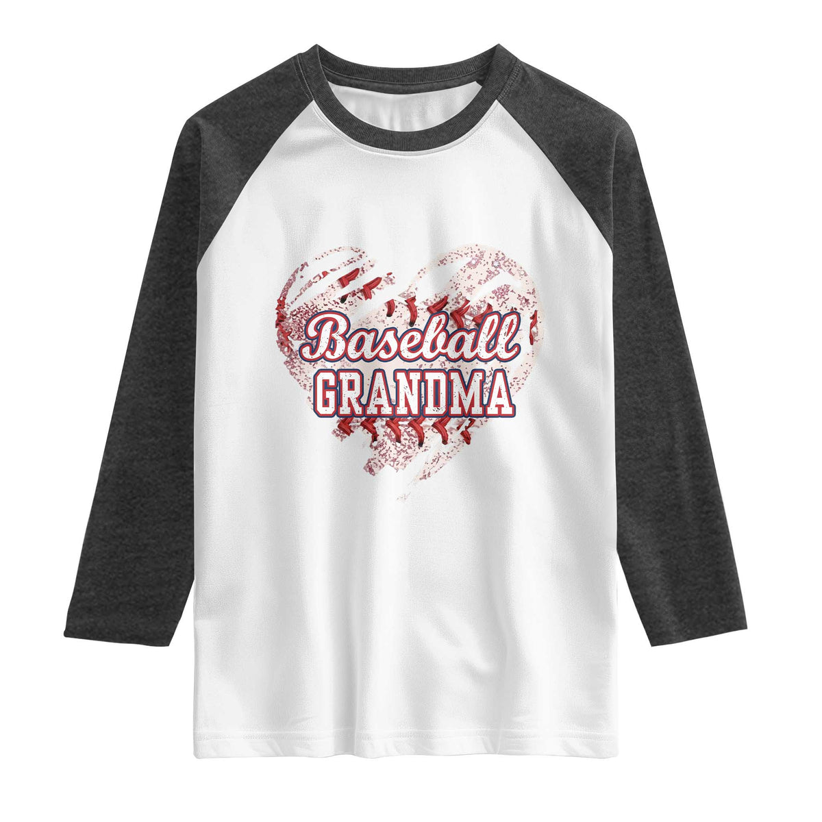 Baseball Grandma Raglan Shirt Vintage Baseball Heart Game Day TS11 White Heather Charcoal Print Your Wear