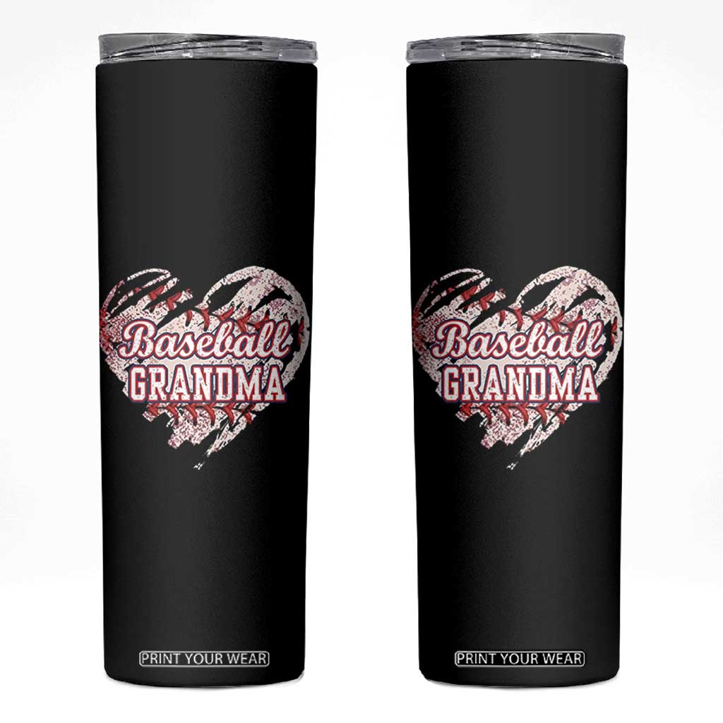 Baseball Grandma Skinny Tumbler Vintage Baseball Heart Game Day TS11 Black Print Your Wear