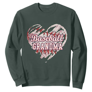 Baseball Grandma Sweatshirt Vintage Baseball Heart Game Day TS11 Dark Forest Green Print Your Wear
