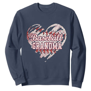 Baseball Grandma Sweatshirt Vintage Baseball Heart Game Day TS11 Navy Print Your Wear