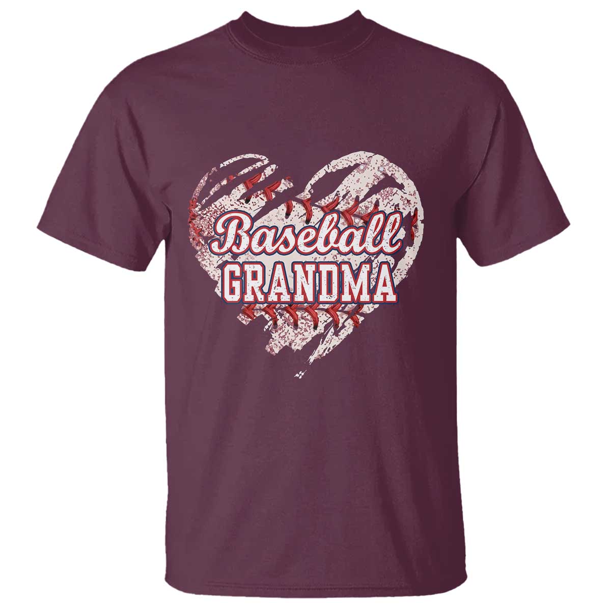Baseball Grandma T Shirt Vintage Baseball Heart Game Day TS11 Maroon Print Your Wear