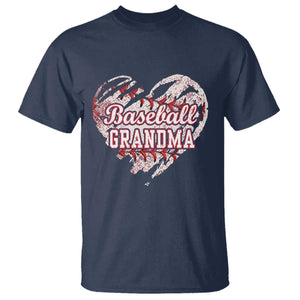Baseball Grandma T Shirt Vintage Baseball Heart Game Day TS11 Navy Print Your Wear
