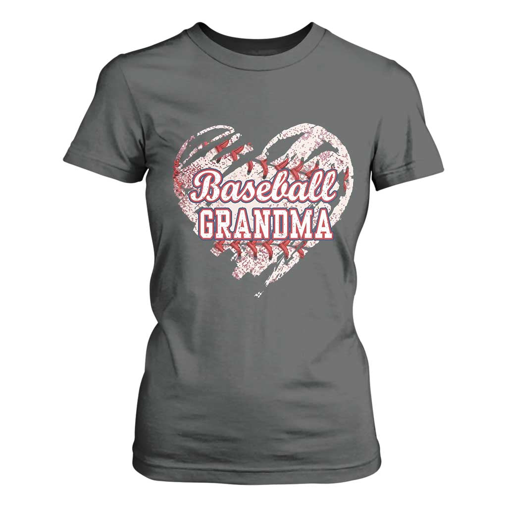 Baseball Grandma T Shirt For Women Vintage Baseball Heart Game Day TS11 Dark Heather Print Your Wear