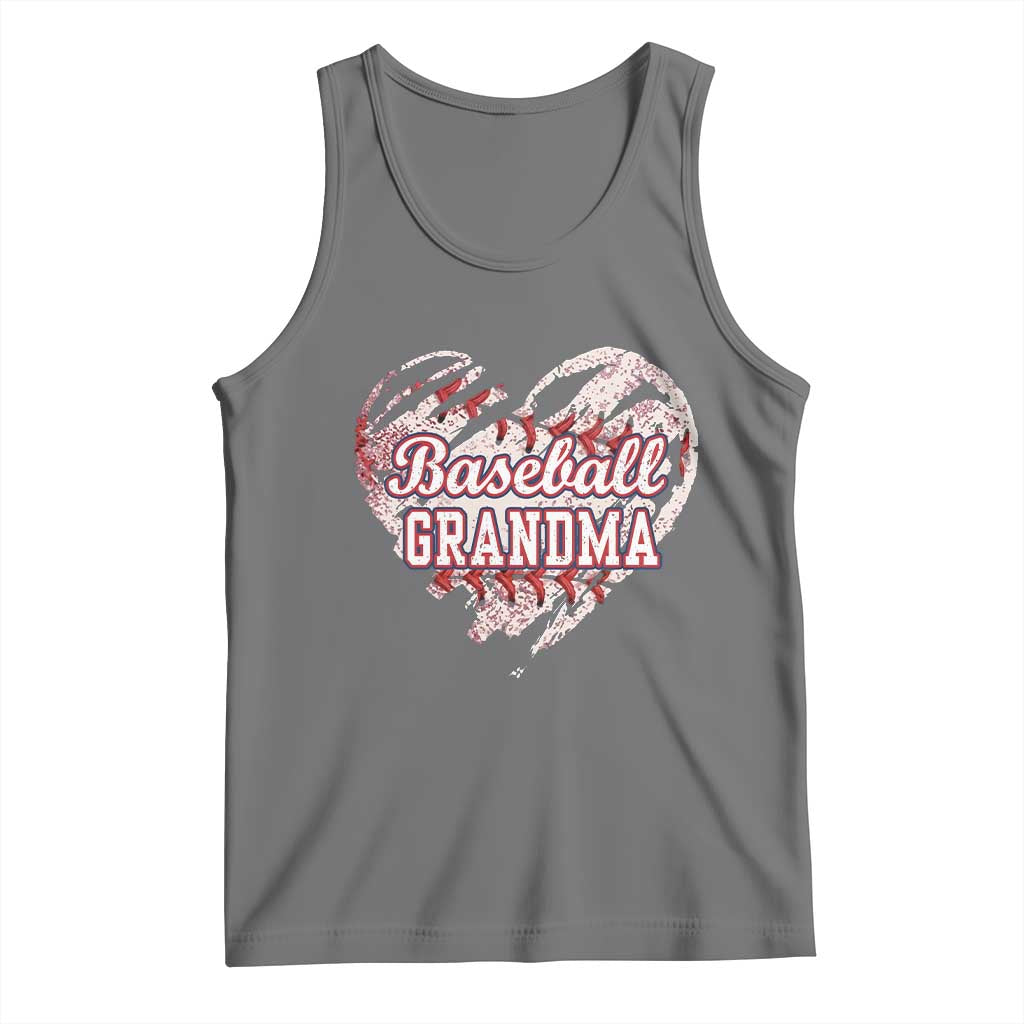 Baseball Grandma Tank Top Vintage Baseball Heart Game Day TS11 Black Heather Print Your Wear