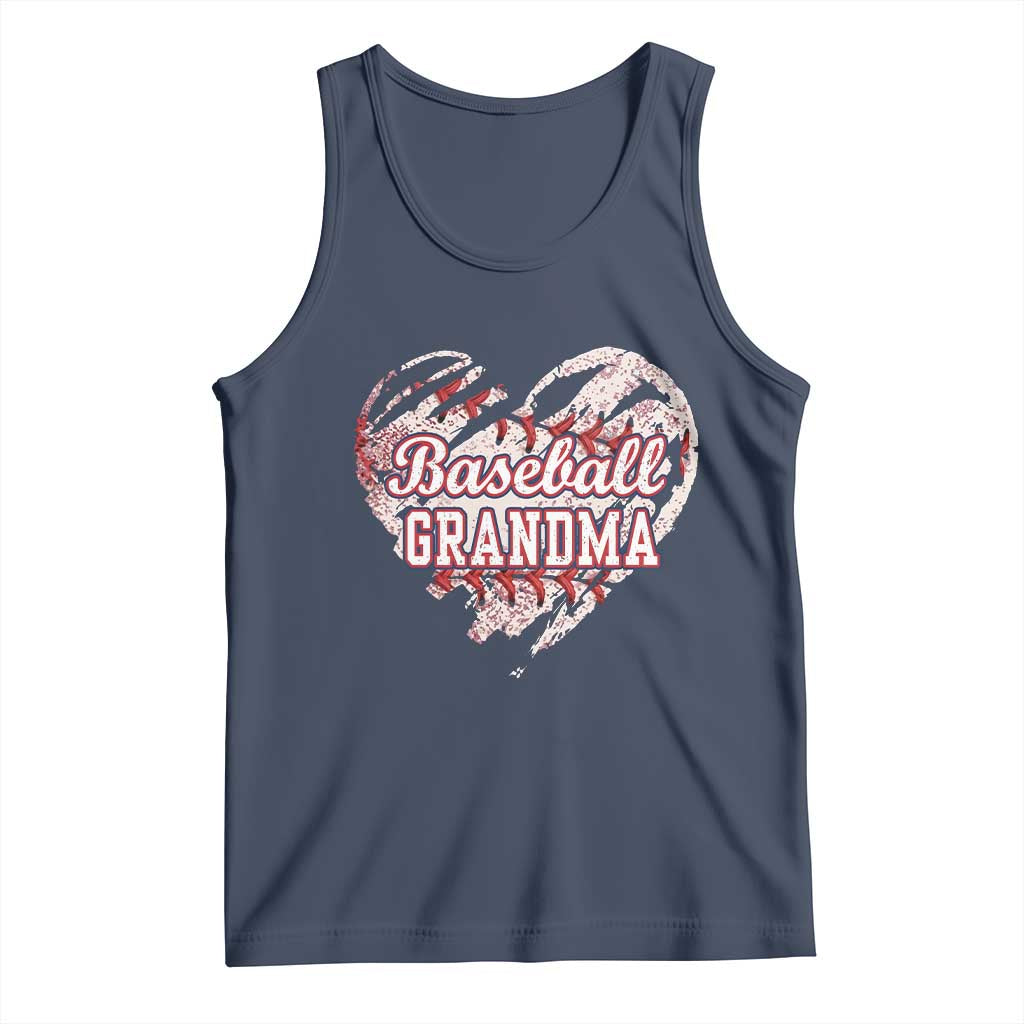 Baseball Grandma Tank Top Vintage Baseball Heart Game Day TS11 Navy Print Your Wear