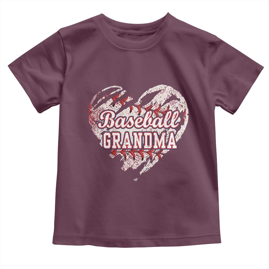 Baseball Grandma Toddler T Shirt Vintage Baseball Heart Game Day TS11 Maroon Print Your Wear