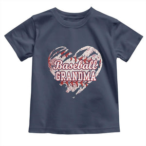 Baseball Grandma Toddler T Shirt Vintage Baseball Heart Game Day TS11 Navy Print Your Wear