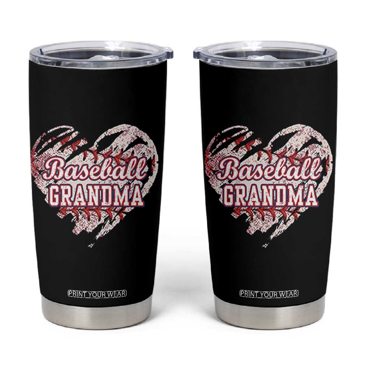 Baseball Grandma Tumbler Cup Vintage Baseball Heart Game Day TS11 Black Print Your Wear