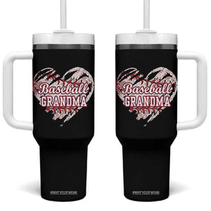 Baseball Grandma Tumbler With Handle Vintage Baseball Heart Game Day TS11 One Size: 40 oz Black Print Your Wear