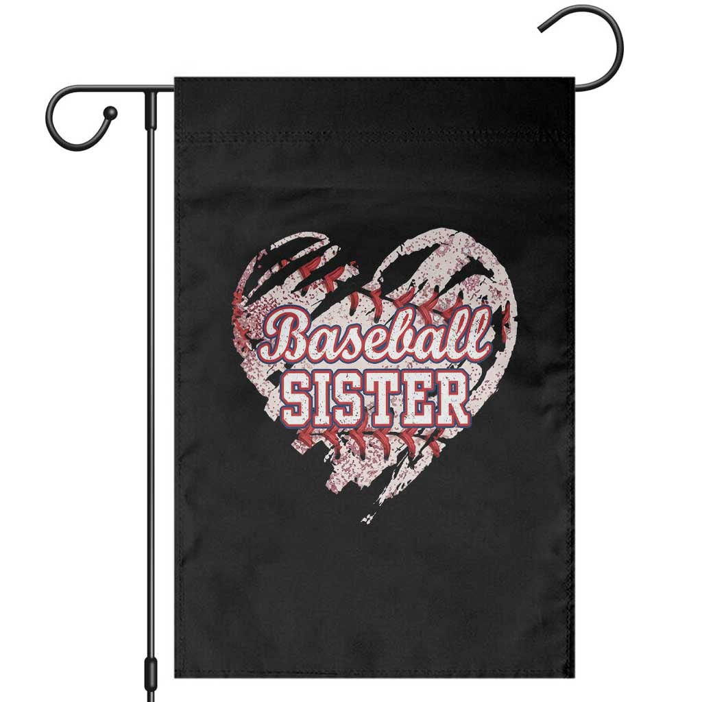Baseball Sister Garden Flag Vintage Baseball Heart Game Day TS11 Black Print Your Wear