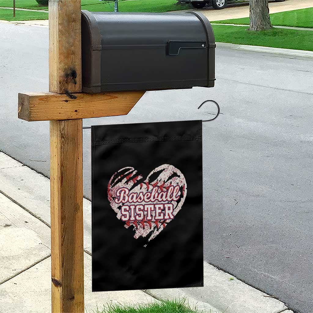 Baseball Sister Garden Flag Vintage Baseball Heart Game Day TS11 Print Your Wear