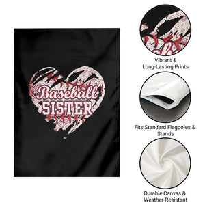 Baseball Sister Garden Flag Vintage Baseball Heart Game Day TS11 Print Your Wear