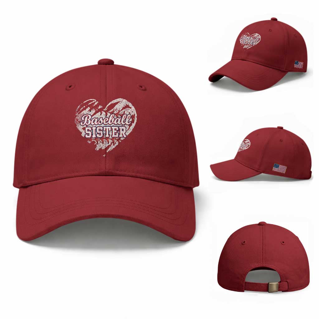 Baseball Sister Baseball Cap Vintage Baseball Heart Game Day