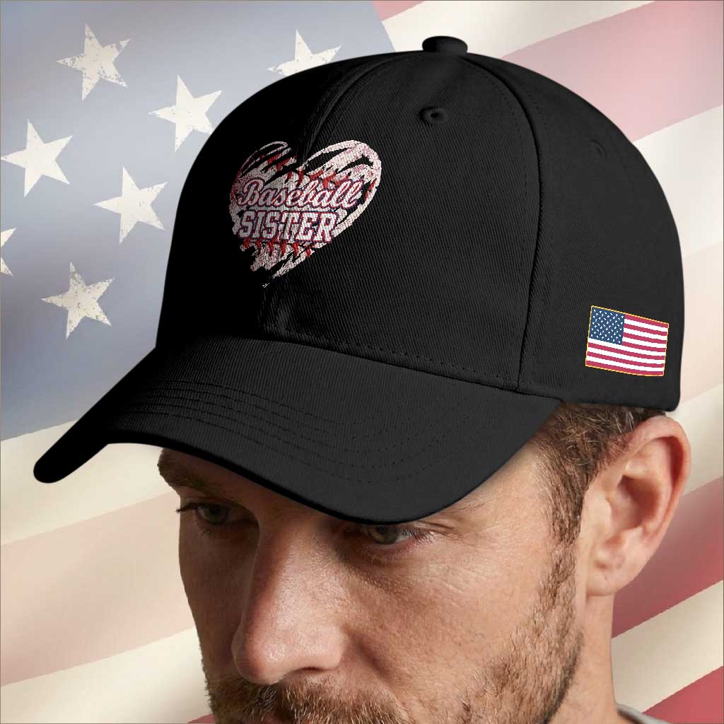 Baseball Sister Baseball Cap Vintage Baseball Heart Game Day