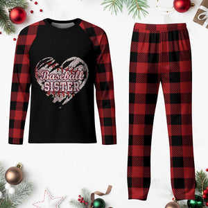 Baseball Sister Plaid Pajama Set Vintage Baseball Heart Game Day TS11 Buffalo Plaid Print Your Wear