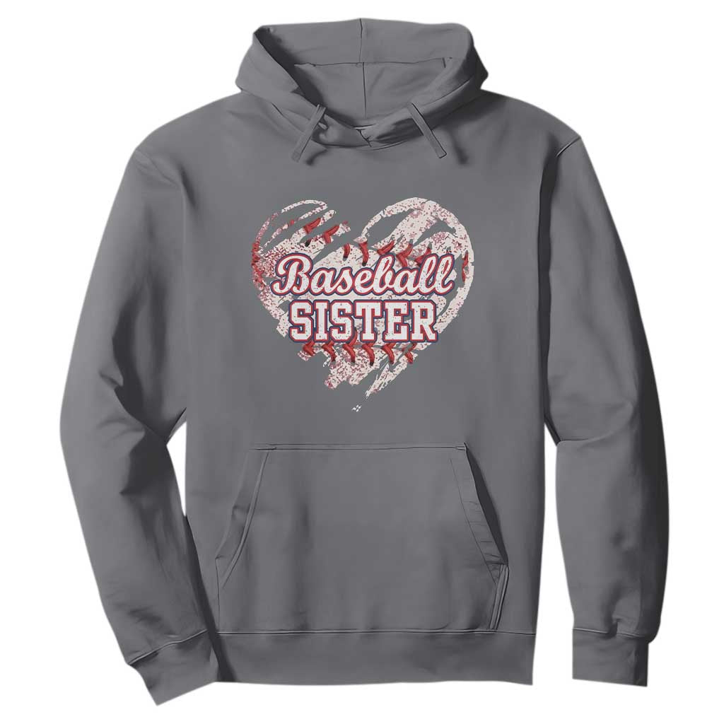 Baseball Sister Hoodie Vintage Baseball Heart Game Day TS11 Charcoal Print Your Wear