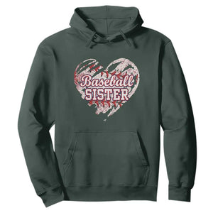 Baseball Sister Hoodie Vintage Baseball Heart Game Day TS11 Dark Forest Green Print Your Wear