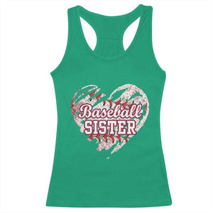 Baseball Sister Racerback Tank Top Vintage Baseball Heart Game Day TS11 Irish Green Print Your Wear