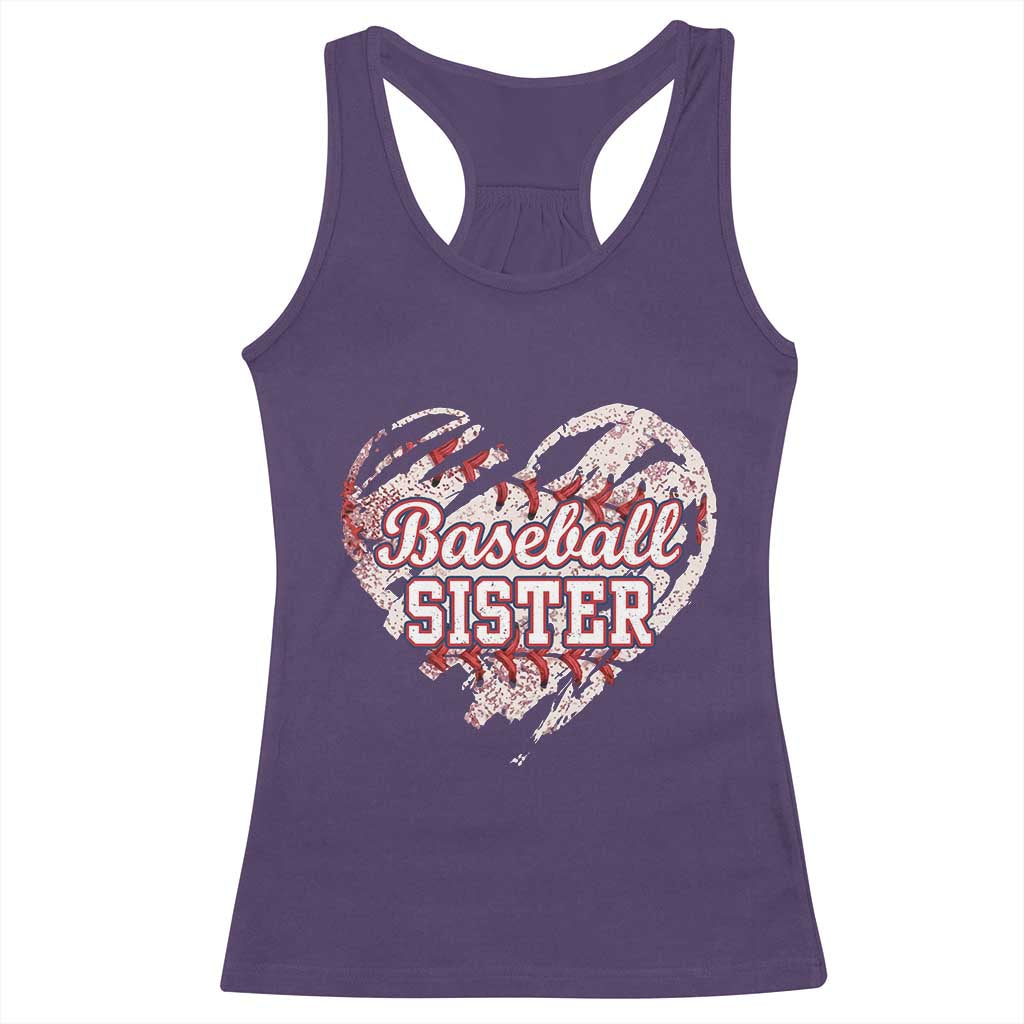 Baseball Sister Racerback Tank Top Vintage Baseball Heart Game Day TS11 Purple Print Your Wear