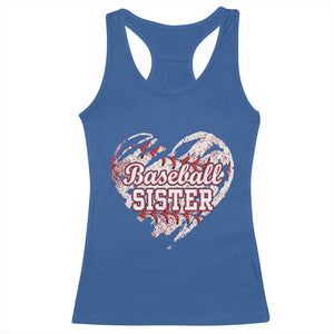 Baseball Sister Racerback Tank Top Vintage Baseball Heart Game Day TS11 Royal Blue Print Your Wear