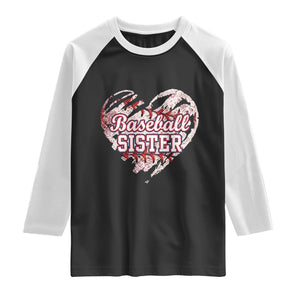 Baseball Sister Raglan Shirt Vintage Baseball Heart Game Day TS11 Black White Print Your Wear