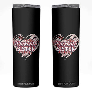 Baseball Sister Skinny Tumbler Vintage Baseball Heart Game Day TS11 Black Print Your Wear