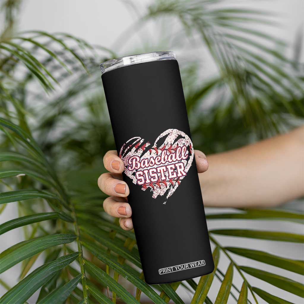 Baseball Sister Skinny Tumbler Vintage Baseball Heart Game Day TS11 Print Your Wear