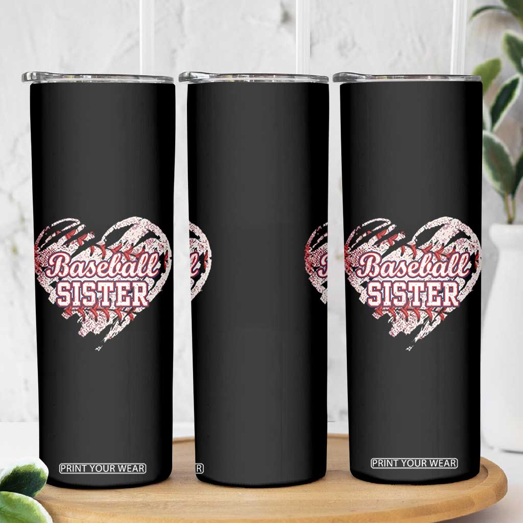 Baseball Sister Skinny Tumbler Vintage Baseball Heart Game Day TS11 Print Your Wear