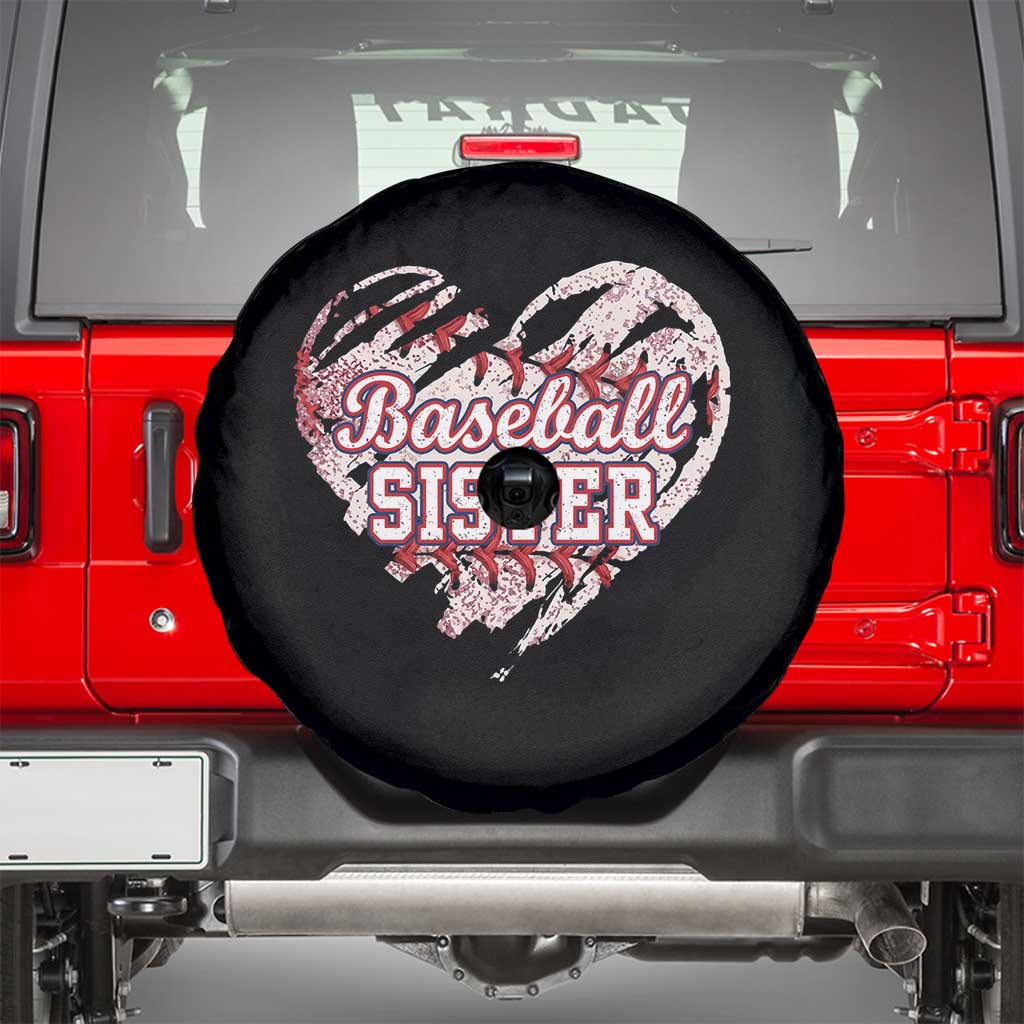 Baseball Sister Spare Tire Cover Vintage Baseball Heart Game Day TS11 Black Print Your Wear