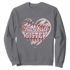 Baseball Sister Sweatshirt Vintage Baseball Heart Game Day TS11 Charcoal Print Your Wear
