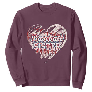 Baseball Sister Sweatshirt Vintage Baseball Heart Game Day TS11 Maroon Print Your Wear