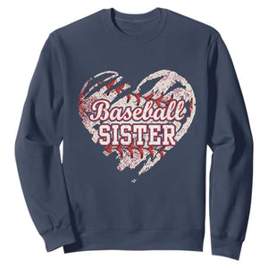Baseball Sister Sweatshirt Vintage Baseball Heart Game Day TS11 Navy Print Your Wear