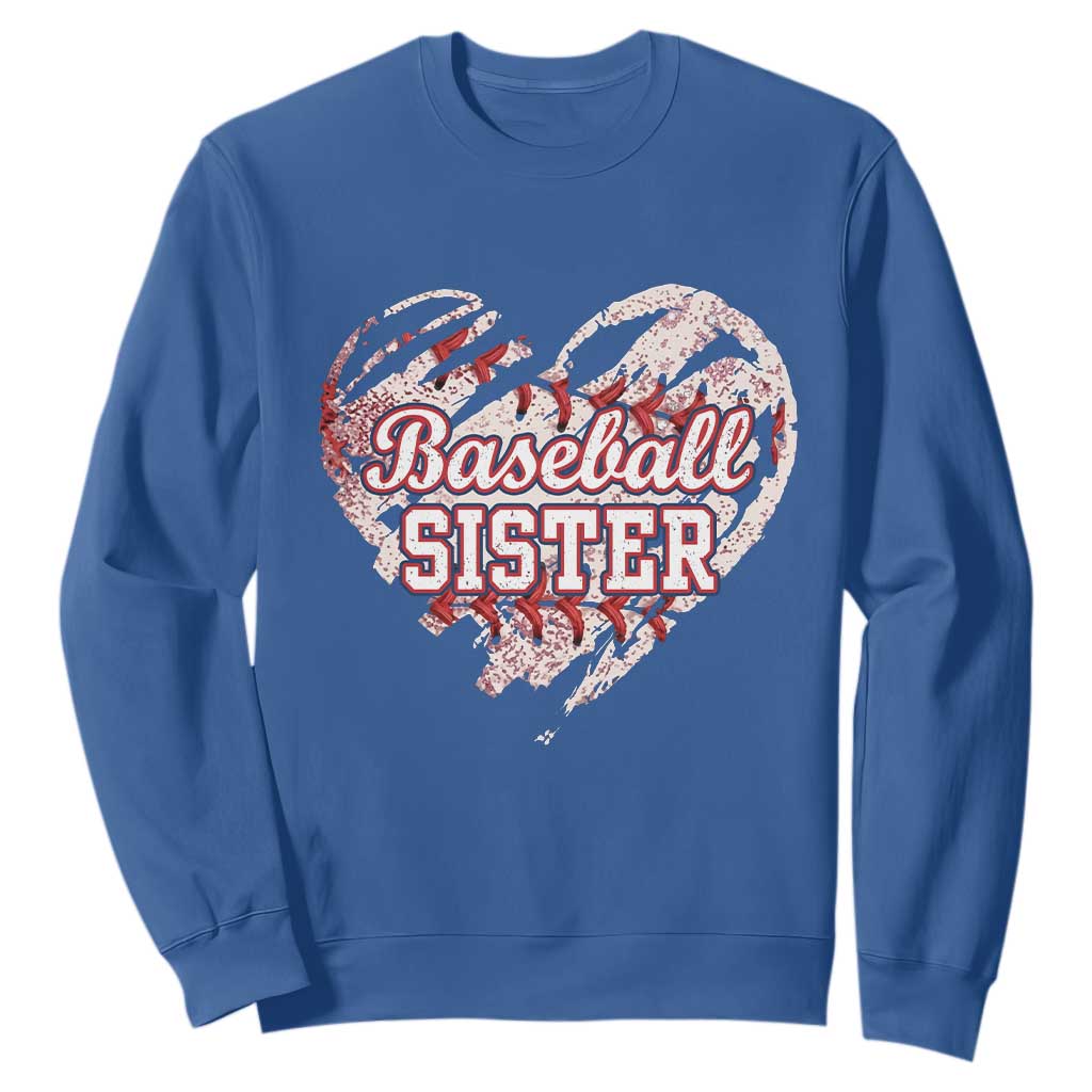 Baseball Sister Sweatshirt Vintage Baseball Heart Game Day TS11 Royal Blue Print Your Wear