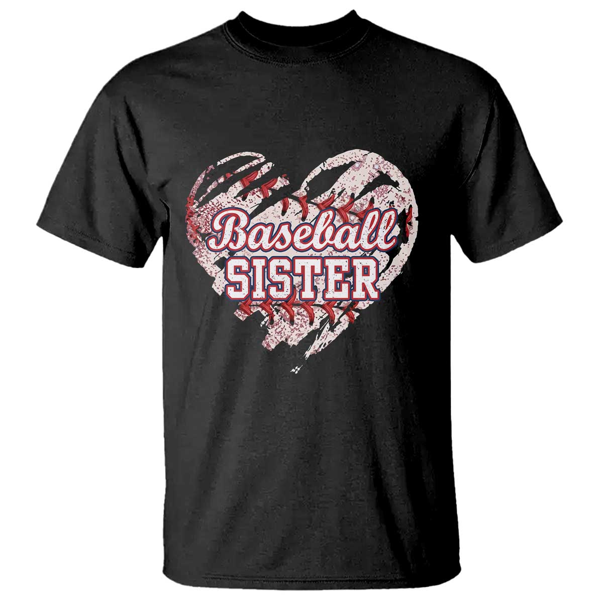 Baseball Sister T Shirt Vintage Baseball Heart Game Day TS11 Black Print Your Wear
