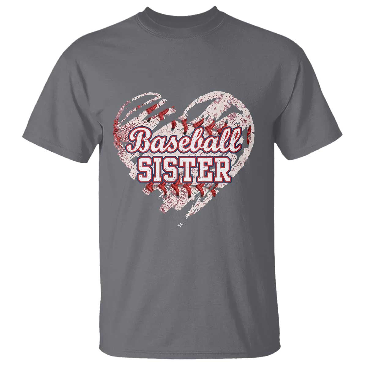 Baseball Sister T Shirt Vintage Baseball Heart Game Day TS11 Charcoal Print Your Wear