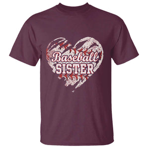Baseball Sister T Shirt Vintage Baseball Heart Game Day TS11 Maroon Print Your Wear