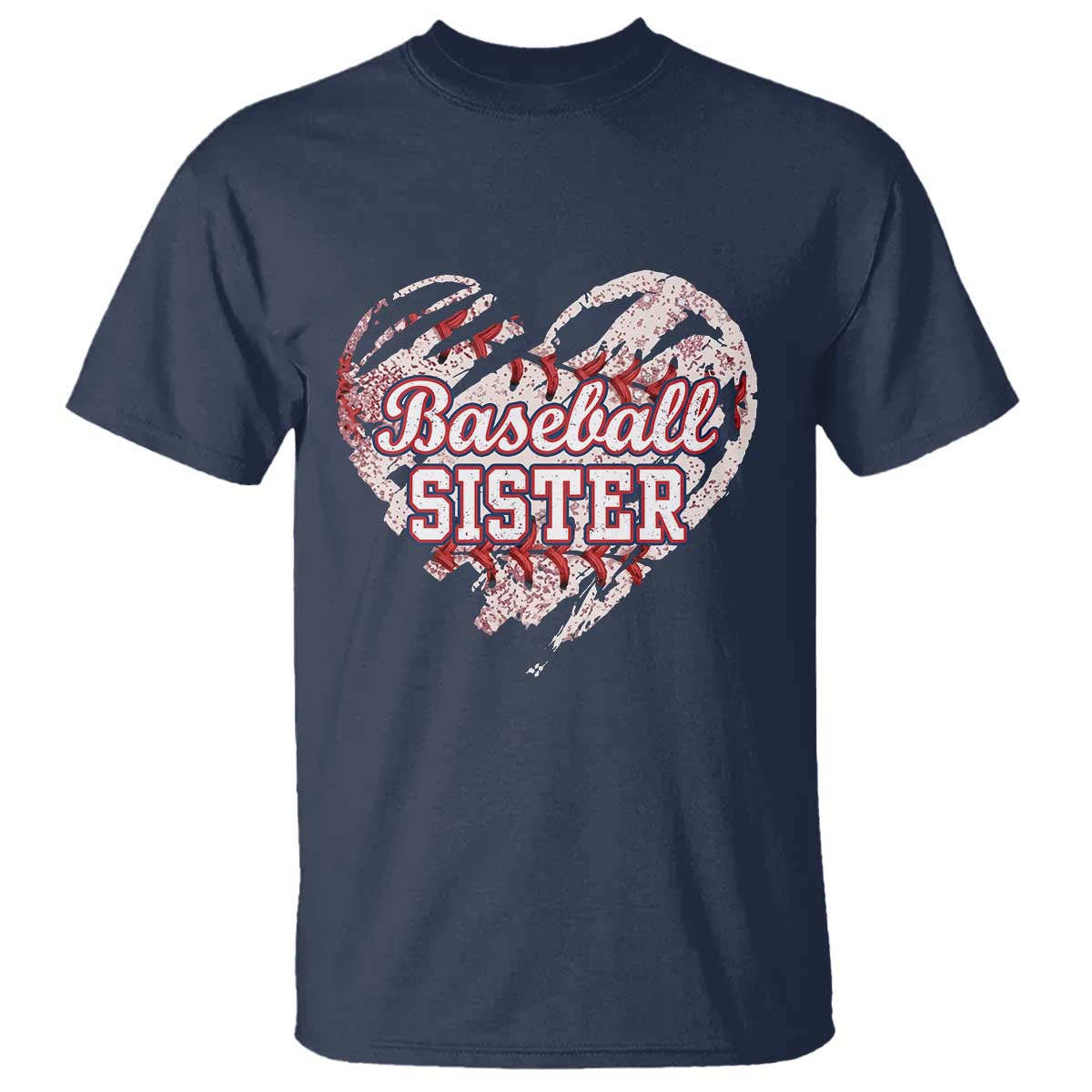 Baseball Sister T Shirt Vintage Baseball Heart Game Day TS11 Navy Print Your Wear