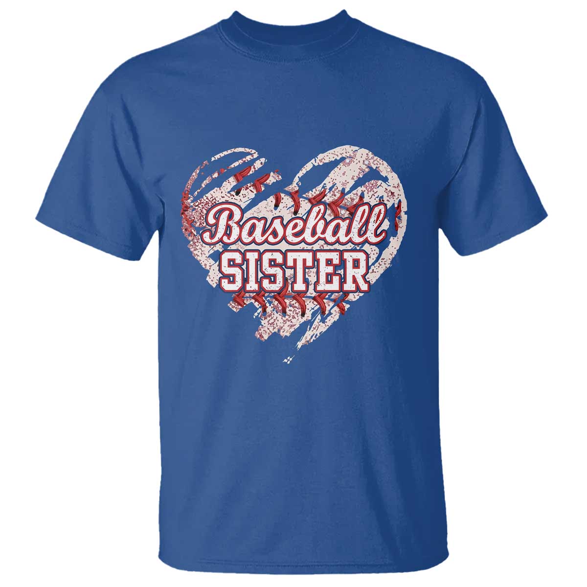 Baseball Sister T Shirt Vintage Baseball Heart Game Day TS11 Royal Blue Print Your Wear