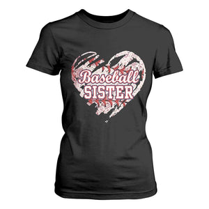 Baseball Sister T Shirt For Women Vintage Baseball Heart Game Day TS11 Black Print Your Wear