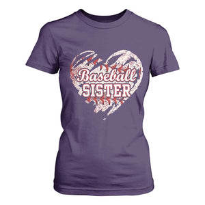 Baseball Sister T Shirt For Women Vintage Baseball Heart Game Day TS11 Purple Print Your Wear