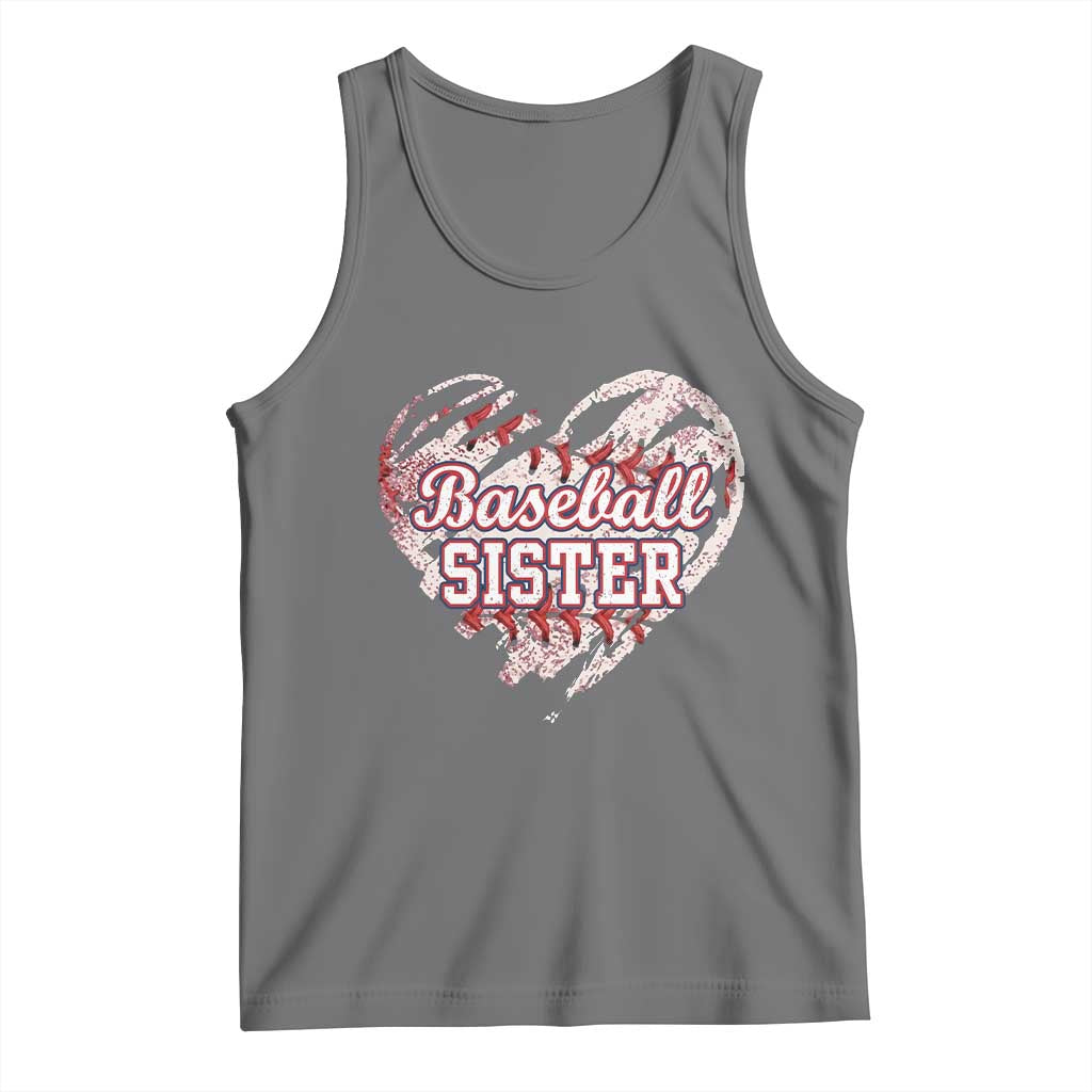 Baseball Sister Tank Top Vintage Baseball Heart Game Day TS11 Black Heather Print Your Wear