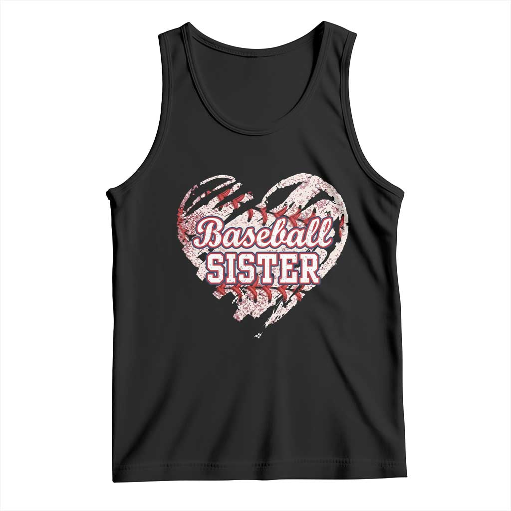Baseball Sister Tank Top Vintage Baseball Heart Game Day TS11 Black Print Your Wear